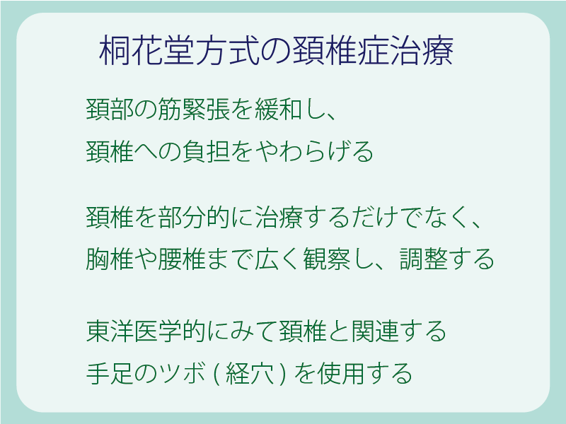 桐花堂方式の頚椎症治療